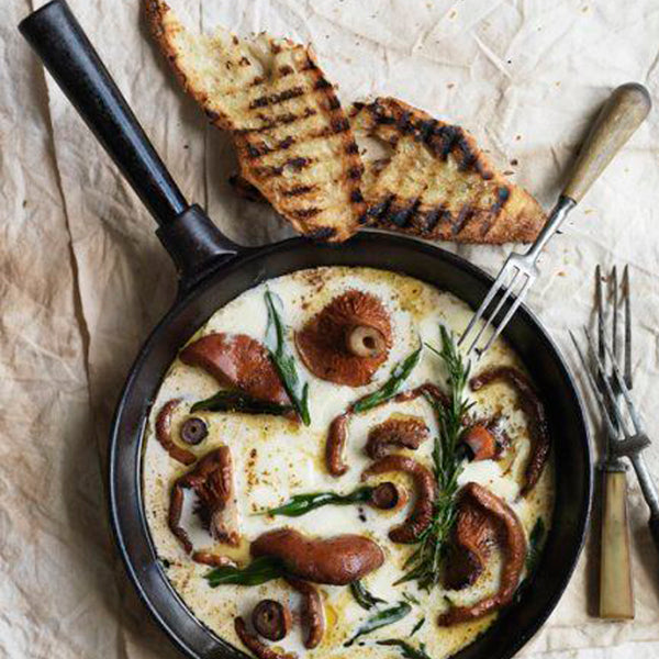 Creamy mushrooms served with life-changing loaf