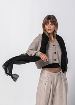 Feather Cashmere Scarf black / One Size Feather Cashmere Scarf