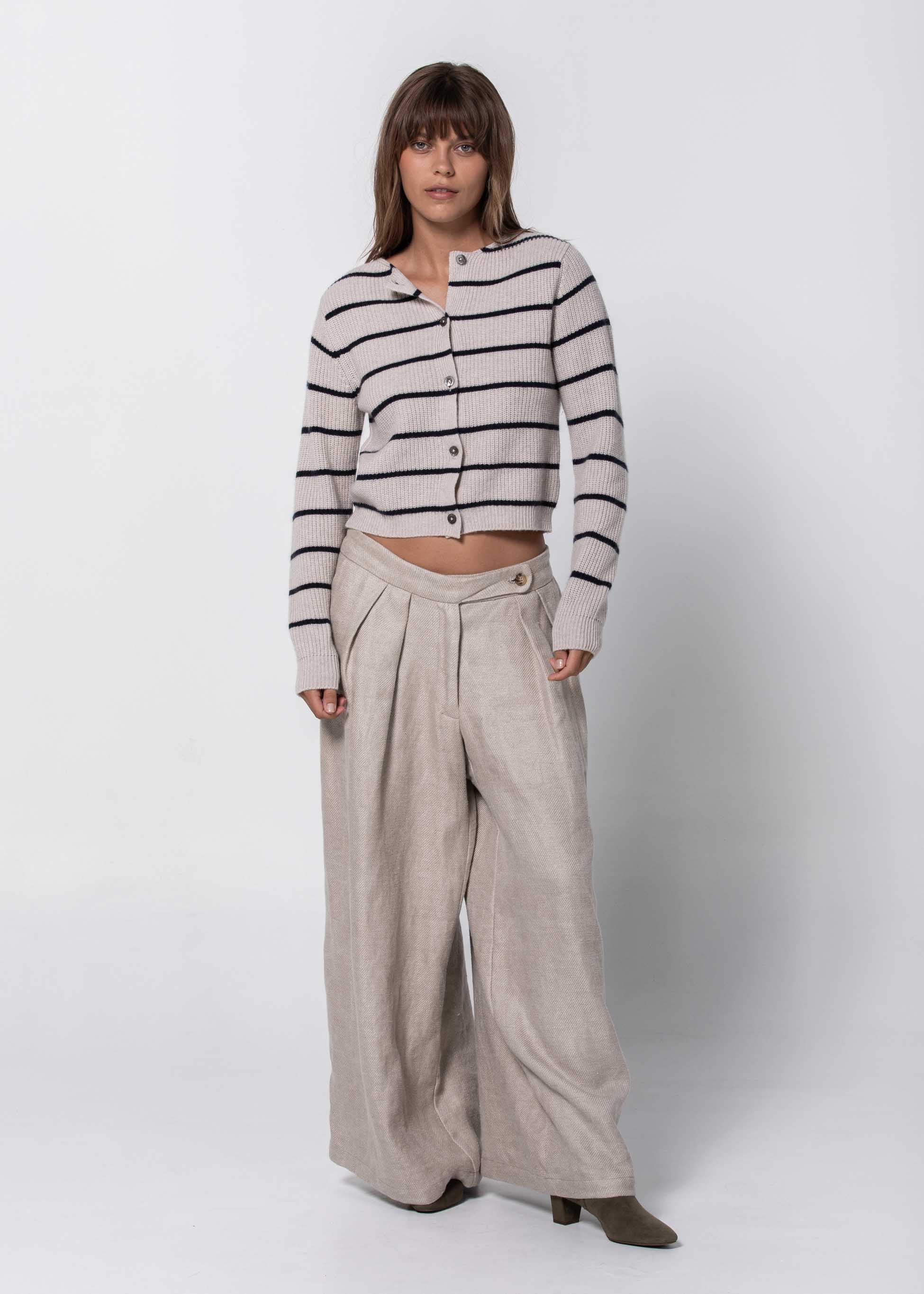 Simple Striped Cardigan Limestone / S/M Simple Striped Cardigan | Sustainable Yoga & Off-Duty Wear