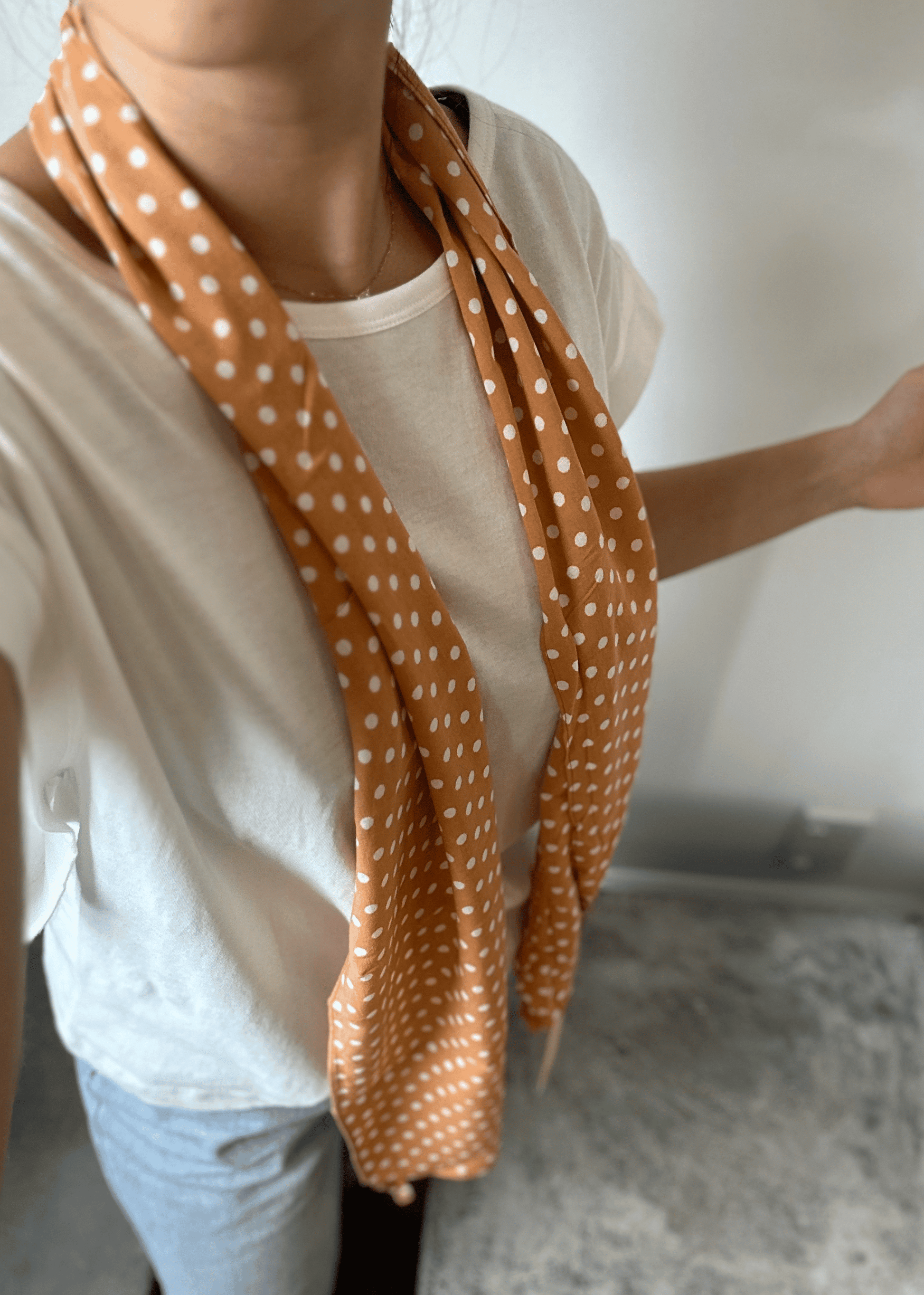 Skinny Scarf temple gold polka splotch