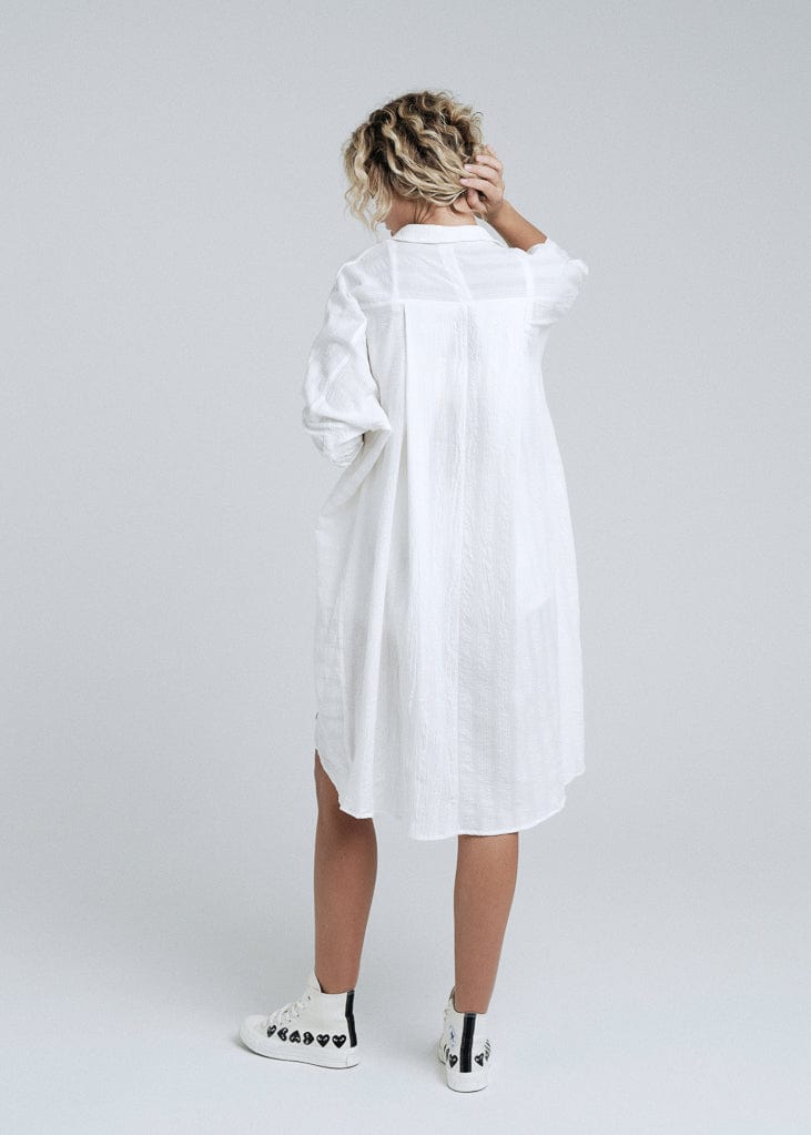 Sun Shirt Dress [Summer 25: Cotton Seersucker] Parchment / One Size Sun Shirt Dress [Summer 25: Cotton Seersucker]