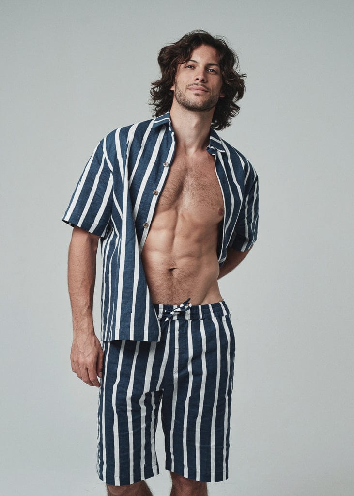 Ibi Linen Short / Wide Batik Stripe Ibi Linen Short / Wide Batik Stripe