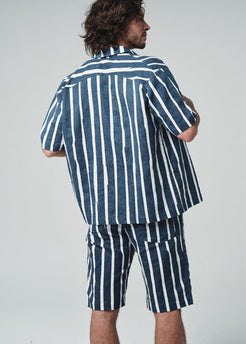 Ibi Linen Short / Wide Batik Stripe Ibi Linen Short / Wide Batik Stripe