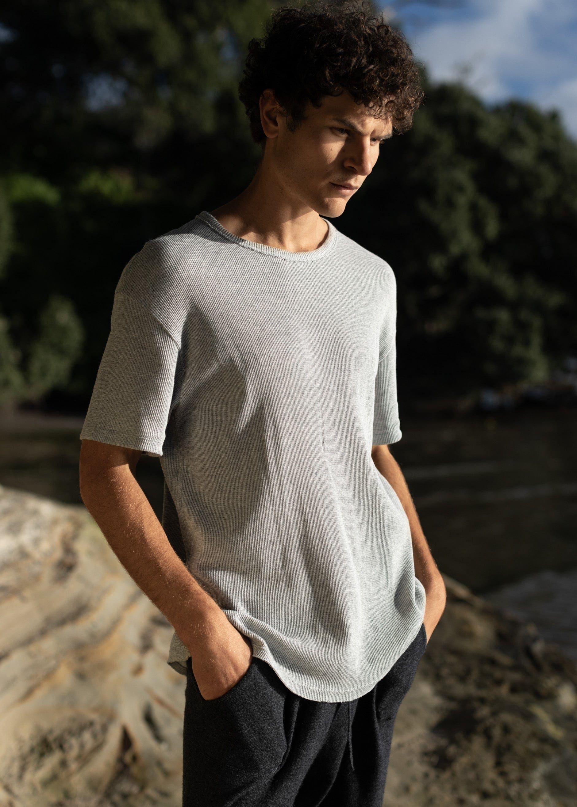 Men's Waffle Tee grey marl / S