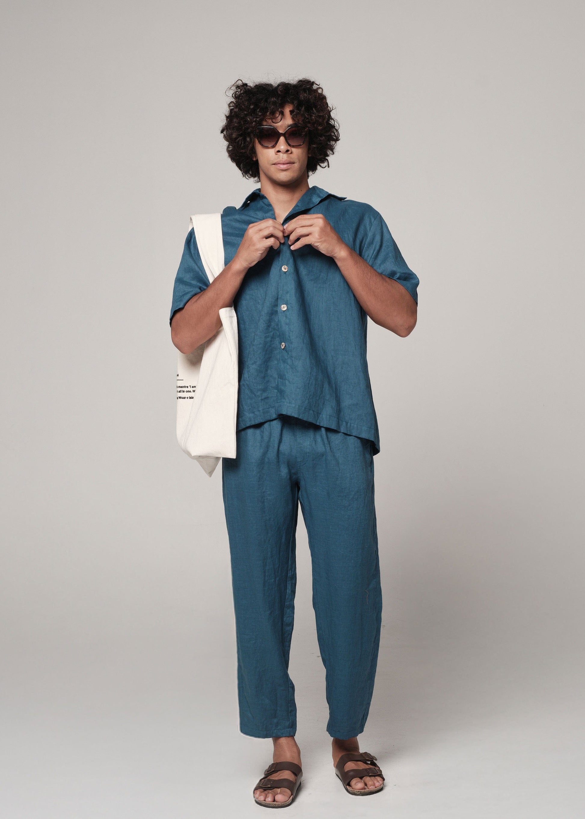 Linen Ibi Pants pelorus blue / S Linen Ibi Pants