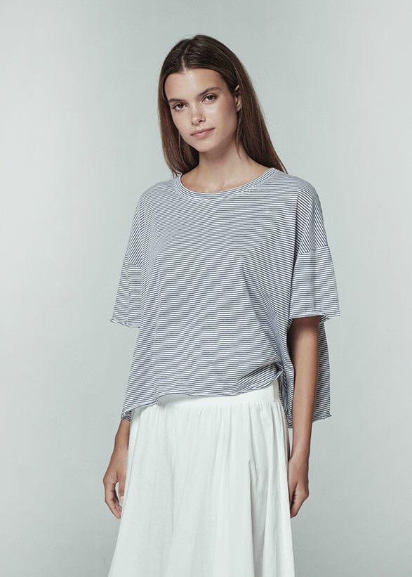 Pima Deia tee Blue Stripe / S/M Pima Deia tee | Sustainable Yoga & Off-Duty Wear