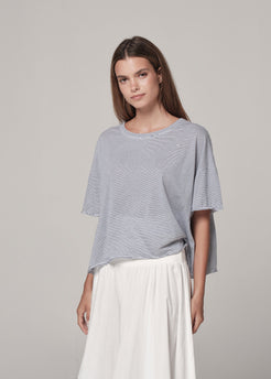 Pima Deia tee Blue Stripe / S/M Pima Deia tee | Sustainable Yoga & Off-Duty Wear