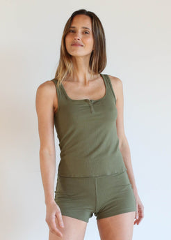 Eco Vero Henly Tank olive / XS WE-AR Eco Vero Henly Tank | Sustainable Yoga & Off-Duty Wear