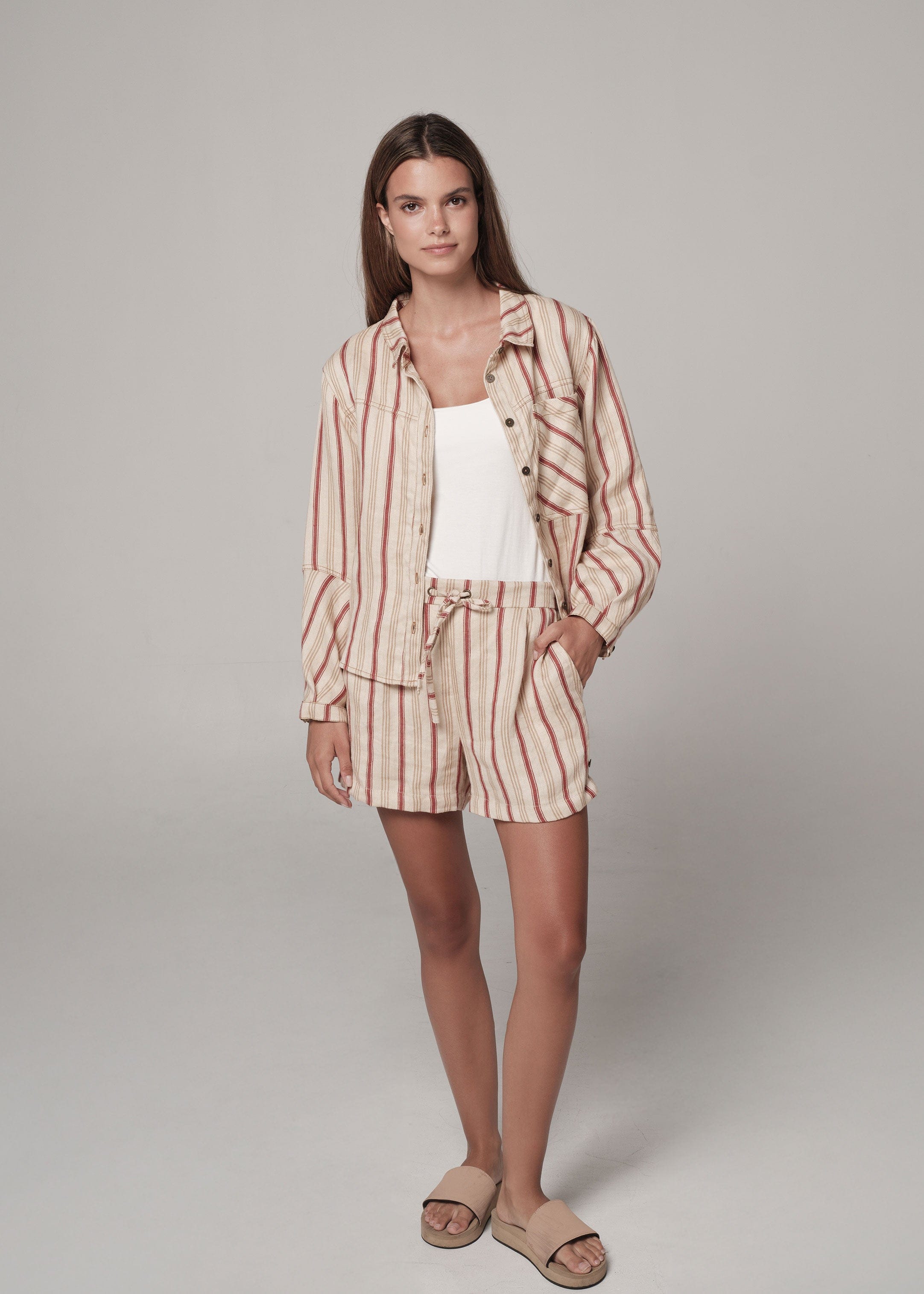 Deck Shorts shrewsbury stripe / XS Deck Shorts | Womens Linen Shorts | WE-AR