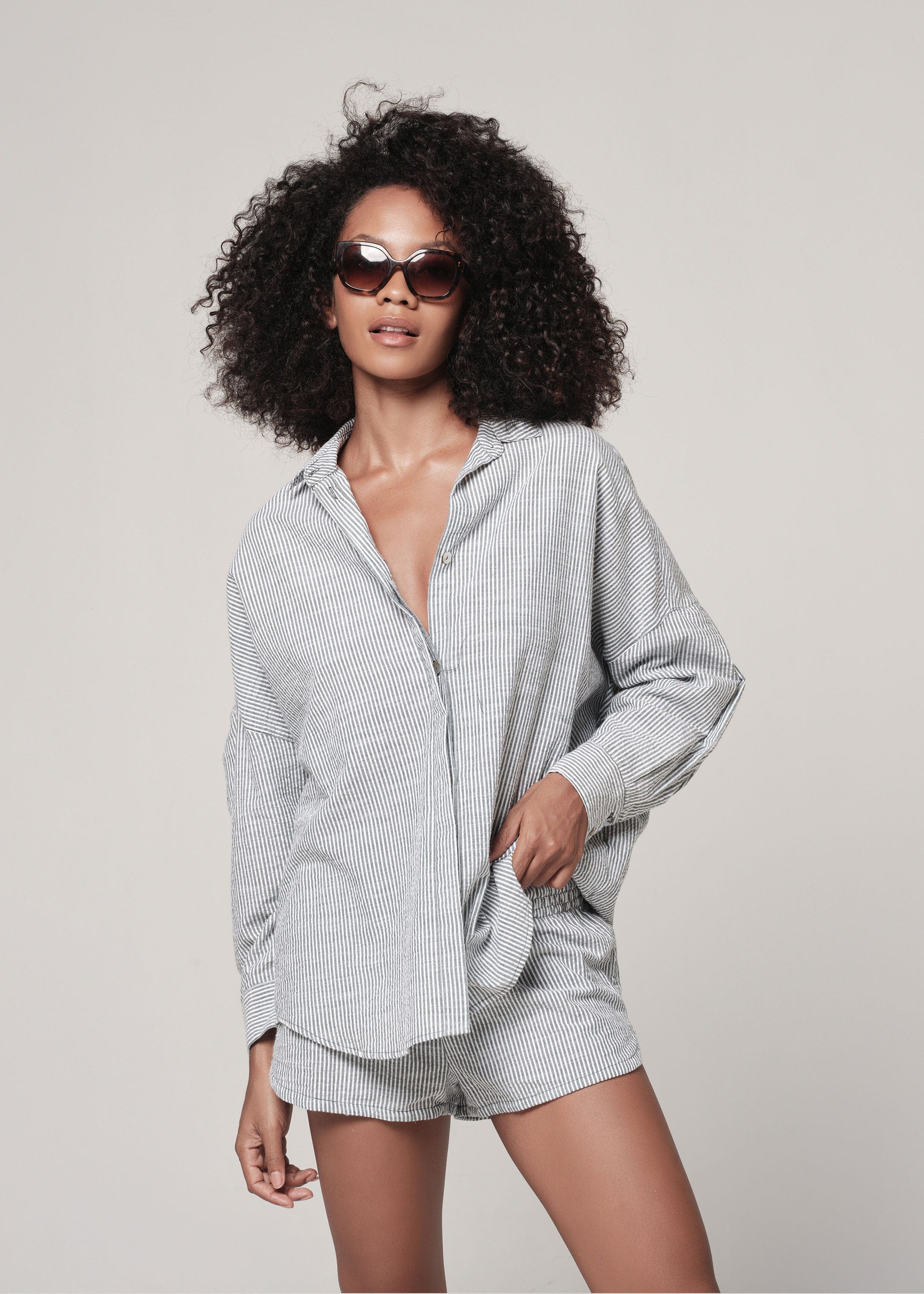 Goleta shirt Stripe Spirulina / S/M Goleta shirt | Sustainable Yoga & Off-Duty Wear