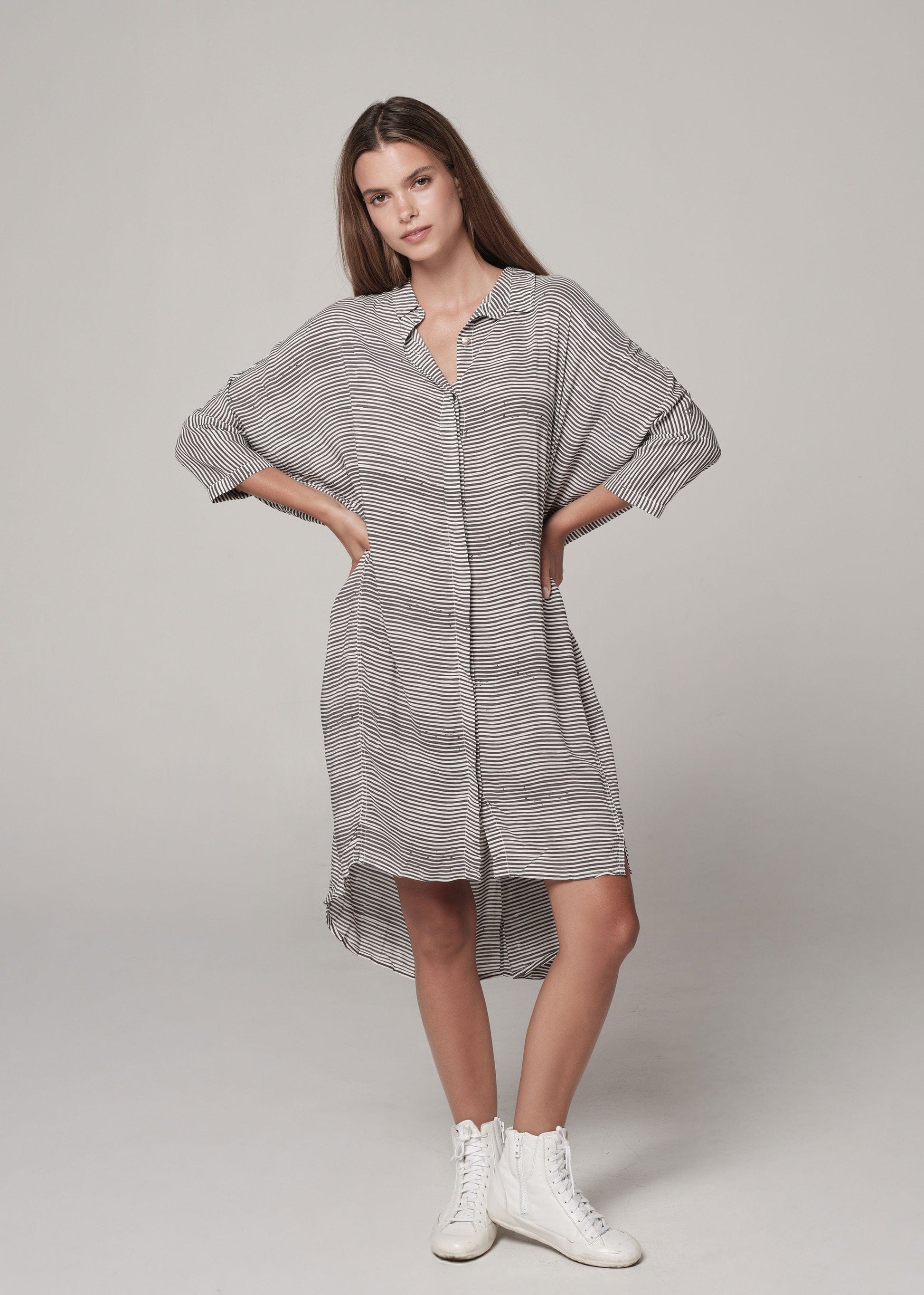 Sun Shirt Dress tradewinds batik stripe / One Size Sun Shirt Dress